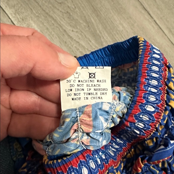 Lu’s Chic Bohemian Blue Peacock Print Pants one size - Picture 6 of 7